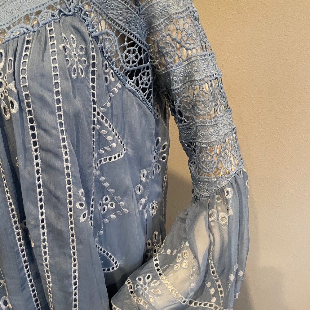 Blue Lace Mini Dress Size Small New - Picture 3 of 6